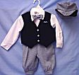 Navy Blue Check Knickers and Vest & Socks