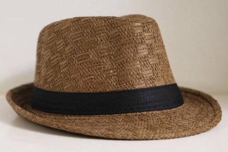 Boys Summer Straw Fedora Hat - Brown