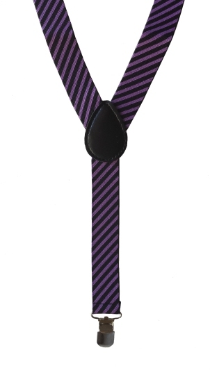 Youth Boys Diagonal Stripe Suspenders - Purple