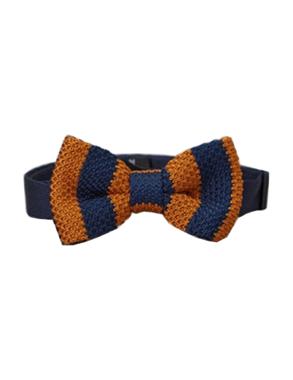 Preppy Boys Knitted Bow Tie - Burnt Orange & Navy