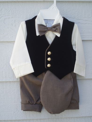 Infant Brown Velvet Knicker Set