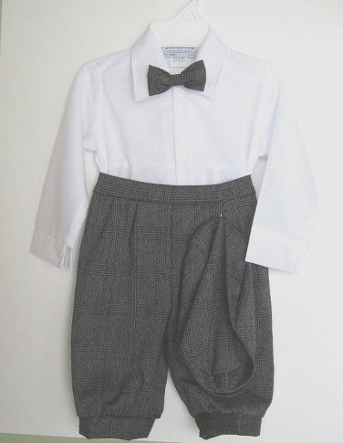 Boys Gray Plaid Knicker 4 - Pc Set