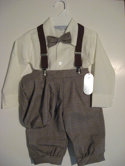 Just Darling Boys Taupe Plaid Knickerbocker Knicker Set size 3