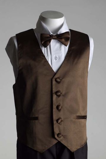 Close-Out Chocolate Brown Satin Vest - 3 Piece Set