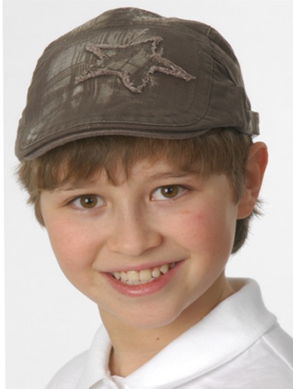 Sale! Distressed Cotton Star Applique Kids Driver Hat - Brown