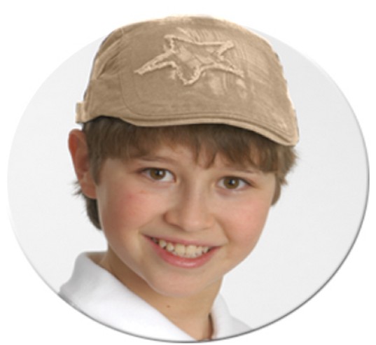 Distressed Cotton Star Applique Kids Driver Hat - Khaki
