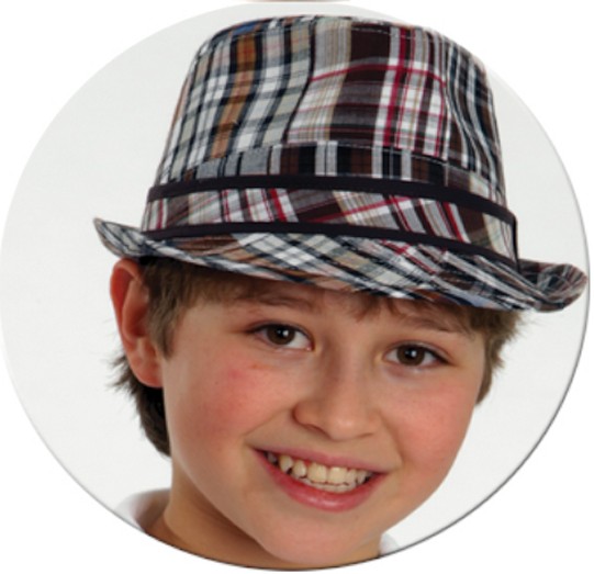 Sale! Boys Cotton Brown Plaid Fedora Hat