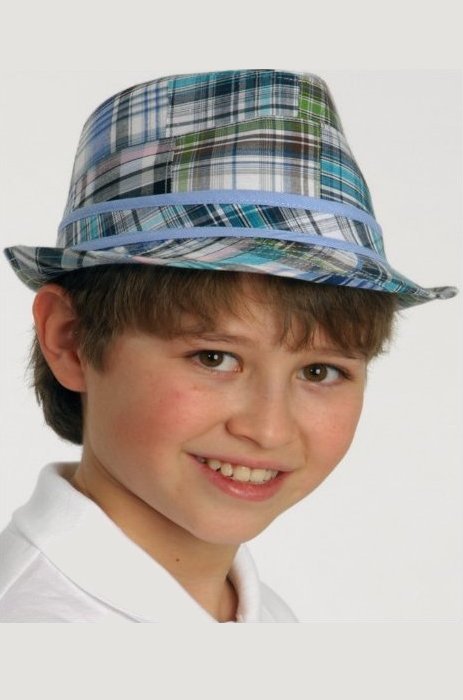 Toddler / Youth Boys Cotton Plaid Fedora - Blue