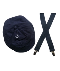 Kids' Navy Newsboy Hat and Suspenders Combo