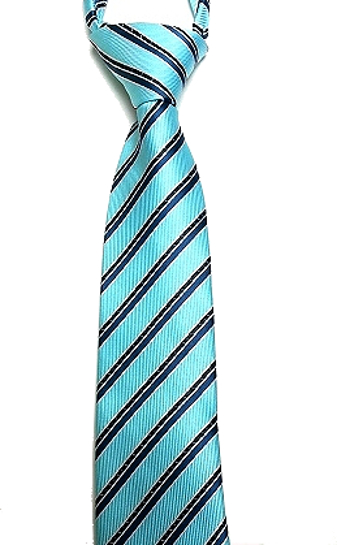 Aqua Striped Satin Zipper Ties - 12 in.