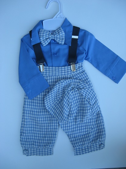 Linen Blue Checks Knicker Set    One 6 month Left!