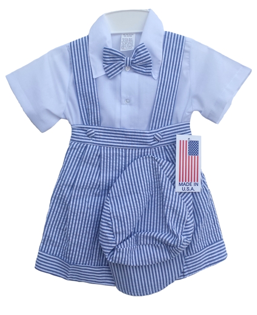 Striped Blue Seersucker Knickerbocker Outfit