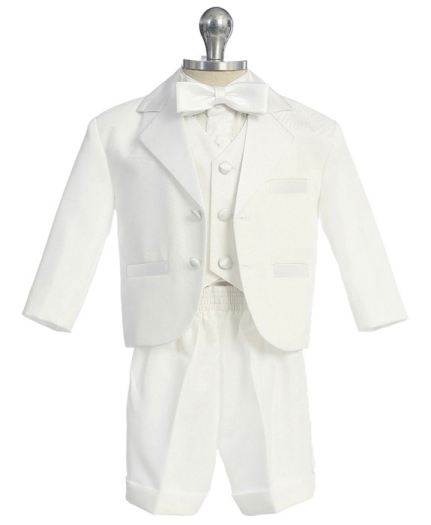 Boy's 5-Piece Tuxedo With Shorts - White