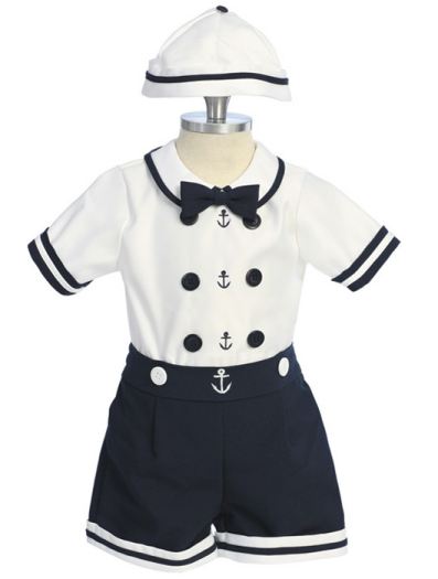 3 - Piece Infant Sailor Short Set & Beanie