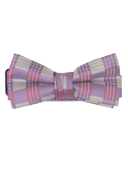 Isaac Mizrahi Designer Boy's Silk Bow Ties - Lavender Plaid