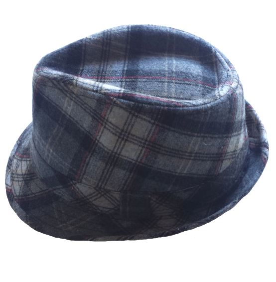 Boys Gray Plaid Wool Fedora