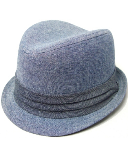 Chambray Denim Fedora w Gray Band