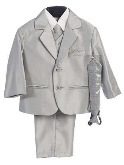 Lito 6 Pc Silver Metallic Boys Suit