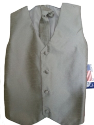 Sale! Silk Vest w Wrap Around Long Tie - Silver
