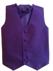 Sale! Silk Vest w Wrap Around Bow Tie - Purple