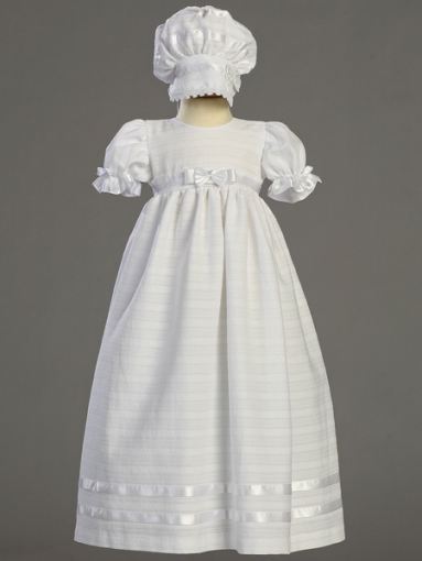 Baby Girl's Cotton Christening Long Dress & Bonnet