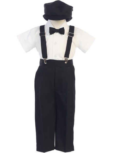 Ring Bearer Pants / Suspenders Set - Black