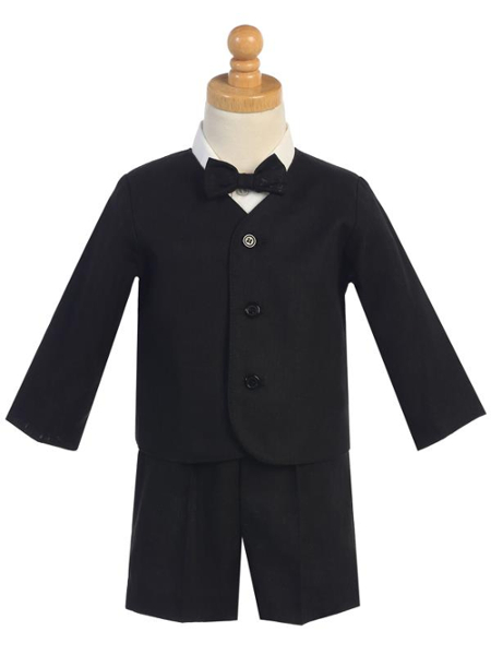 Rayon-Linen Eton Jacket and Shorts Set - Black