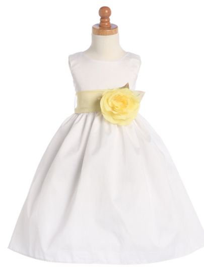 White Silk Flower Girl Dress