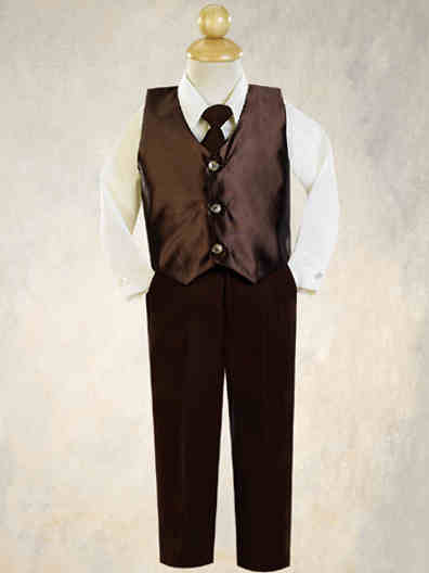 Brown Taffeta 4-Piece Vest & Slacks Set Close-Out