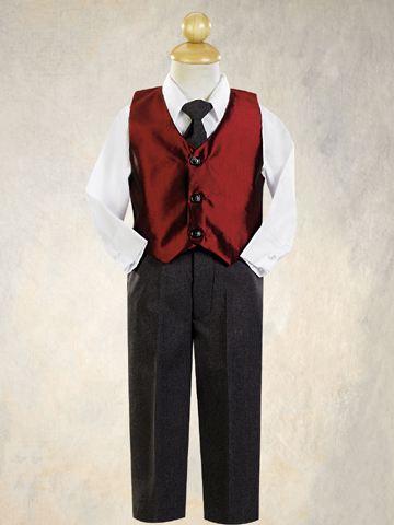 Burgundy Taffeta 4-Piece Vest & Slacks Set SALE