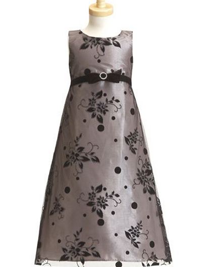 A-Line Flocked Tulle Full Length Special Occasion Dress