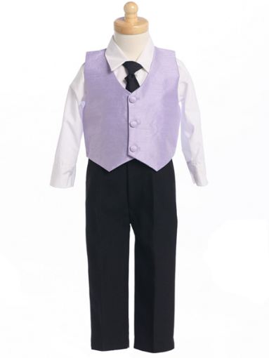 Lilac Poly-Silk 4 Pc Boys Formal Vest Set