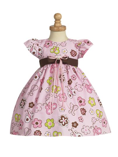 Cotton Stuff Dress For Baby Girl In Beautiful Print Pink Color