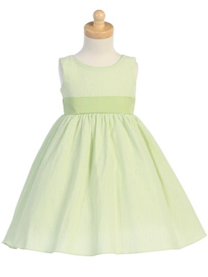 Sister Striped Seersucker Dress - Green