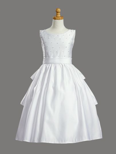Satin Communion Dress With Bustle