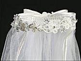 Girl's Communion Veil with Flowers and Rhinestones