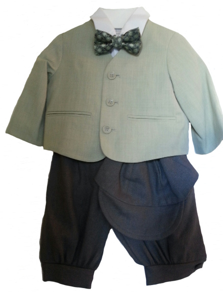 Lot Sz 9mo Sage Eton w Gray Knickerbockers