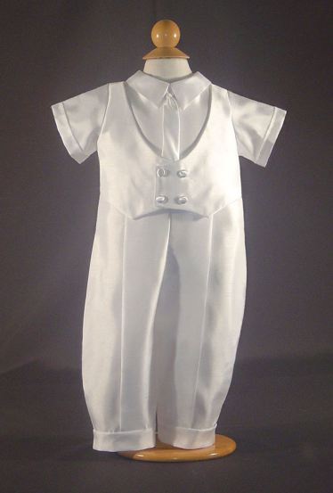 Christening One-Piece Suit in Shantung Satin