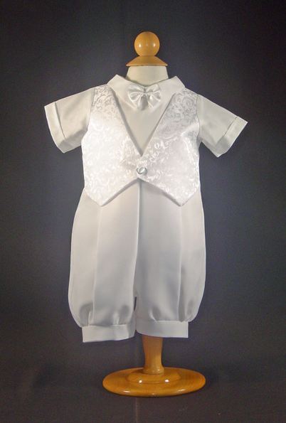 Gabardine & Satin Christening Suit for Boy's