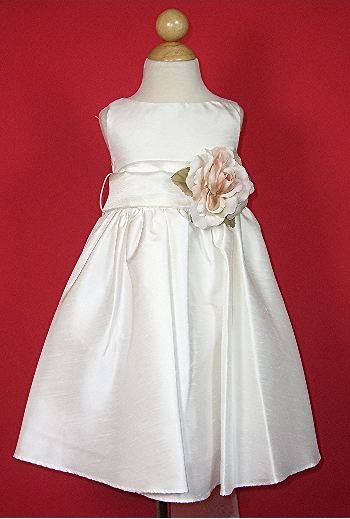 Clearance Bella Ivory Flower Girl Dress With Ivory Sash & Flower