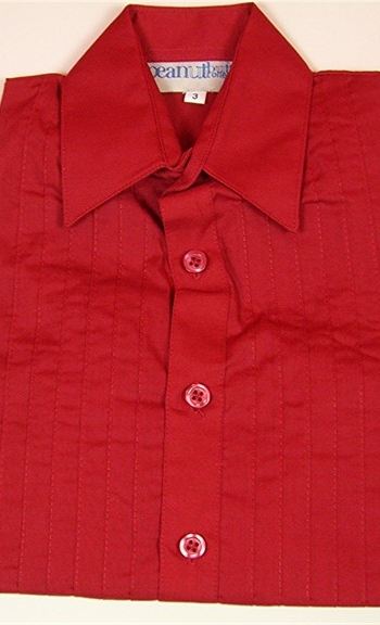 Red Tuck Pleat Tuxedo Shirt