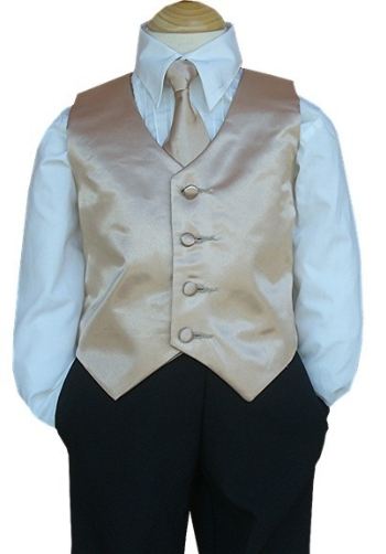 Vest & Tie OR Bow Tie 2 Piece Set - Antique Gold Color