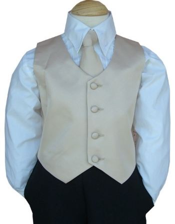 Close-Out Champagne Satin Vest & Bow Tie