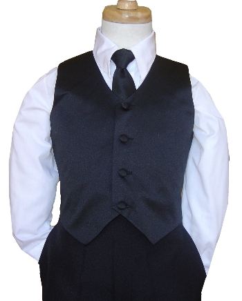 2 Piece - Black Vest & Long Tie OR Bow Tie