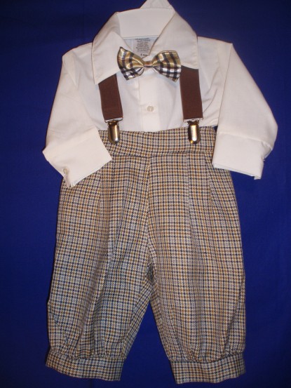 One-Of-A-Kind Brown Plaid Knicker Set - Sz 6 mo