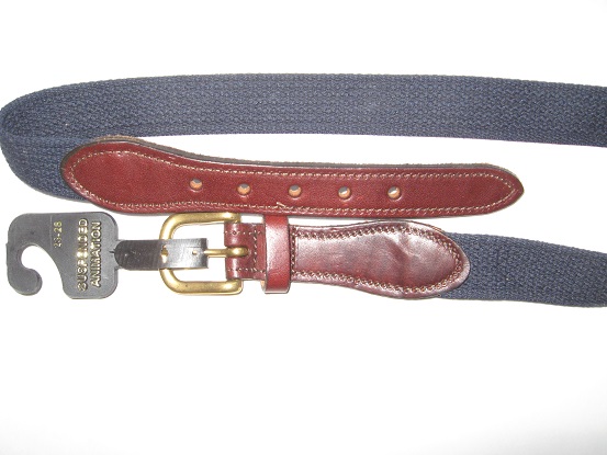Close-Out Boys Navy Belt Cloth and Brown Leather Buckle Belt