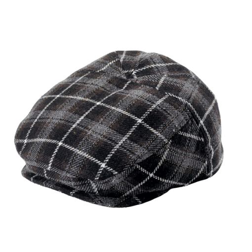 Kids Gray Plaid Wool Newsboy Driver Cap