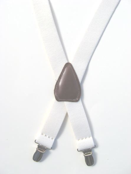 Kids Elastic Suspenders - White