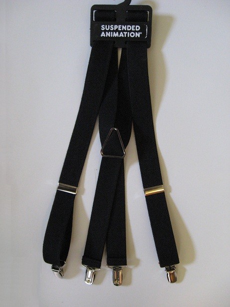 Suspended Animation Elastic 'X' Back Black Suspenders