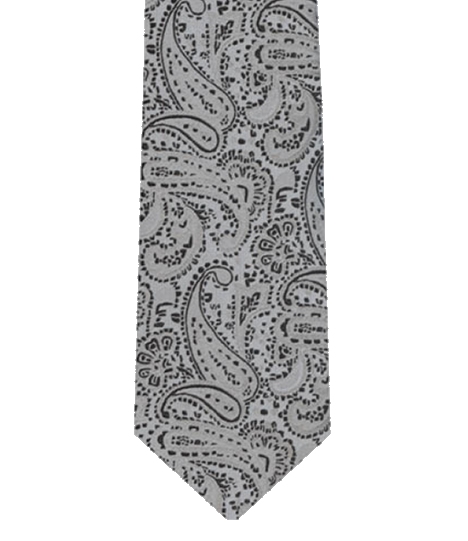 Charcoal Paisley Zipper Ties - 11 in.